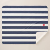 Couverture Sherpa Bande de cabane marine et monogramme rouge personn (Devant (Horizontal))