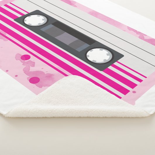 Couverture Sherpa Bande de cassette rose avec éclaboussures d'aquare (3/4)