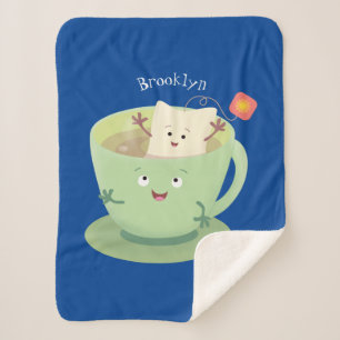 Couverture Sherpa Bande dessinée de la tasse de thé mignonne humour