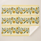 Couverture Sherpa Bande florale Sunroot sur blanc cassé (Devant (Horizontal))