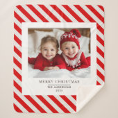 Couverture Sherpa "Bande rouge avec photo Joyeux Noël et nom (Devant)