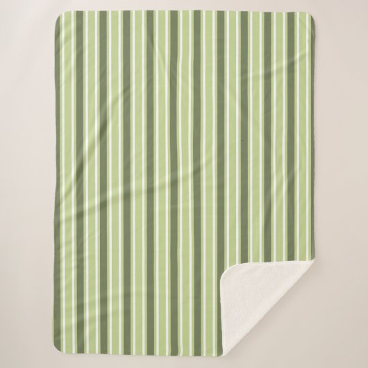 Couverture Sherpa Bandes de bonbons d'olive et blanc (Devant)