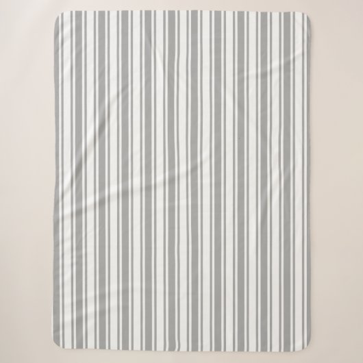 Couverture Sherpa Bandes de bonbons grises et blanches (Devant)