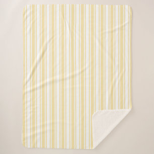 Couverture Sherpa Bandes de bonbons jaune pâle et blanc