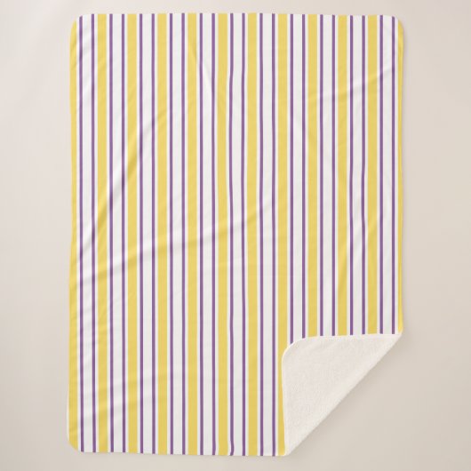 Couverture Sherpa Bandes de bonbons jaunes, violets et blancs (Devant)