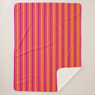 Couverture Sherpa Bandes de bonbons rose et orange