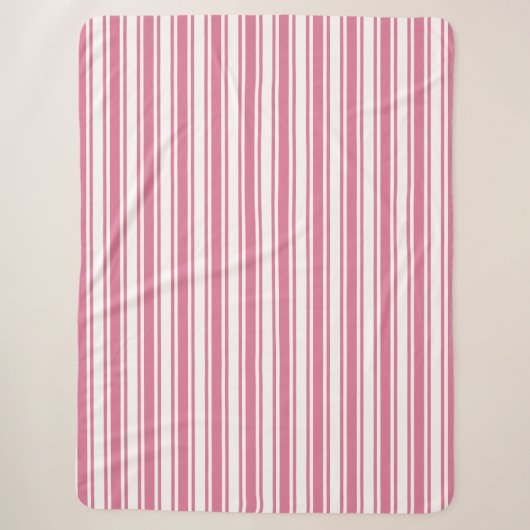 Couverture Sherpa Bandes de bonbons roses et blanches (Devant)