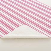 Couverture Sherpa Bandes de bonbons roses et blanches (3/4)