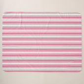 Couverture Sherpa Bandes de bonbons roses et blanches (Devant (Horizontal))