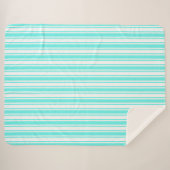 Couverture Sherpa Bandes de bonbons turquoise et blanche (Devant (Horizontal))