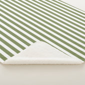 Couverture Sherpa Bandes de bonbons vert olive et blanc (3/4)