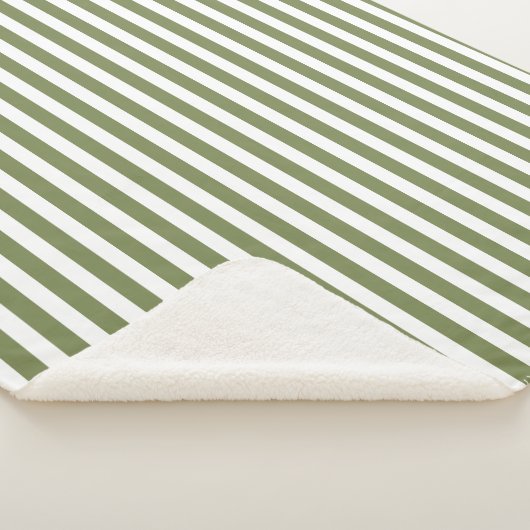 Couverture Sherpa Bandes de bonbons vert olive et blanc (3/4)