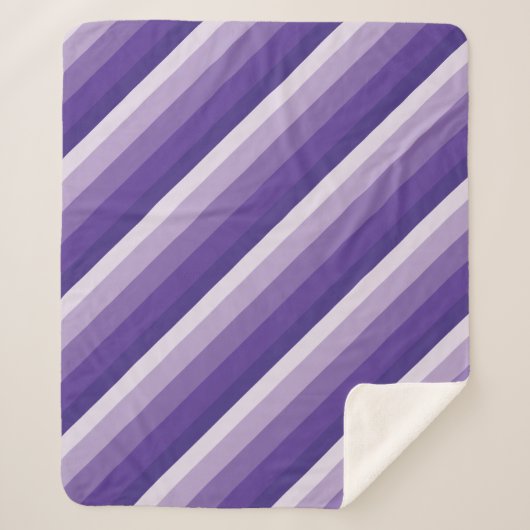 Couverture Sherpa Bandes diagonales ombres dans les tons violets (Devant)