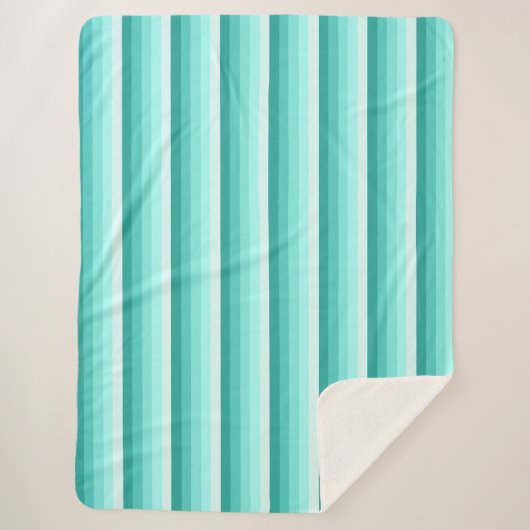 Couverture Sherpa Bandes d'ombre turquoise (Devant)