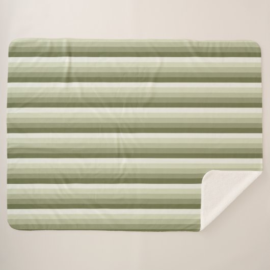 Couverture Sherpa Bandes d'ombre vert olive (Devant (Horizontal))