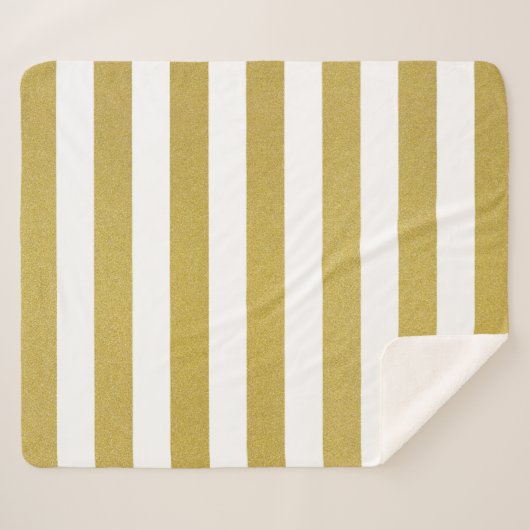 Couverture Sherpa Bandes d'or, Blancs, Motif rayé (Devant (Horizontal))