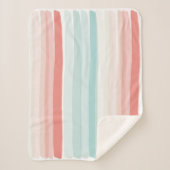 Couverture Sherpa Bandes estivales de corail et de turquoise (Devant)