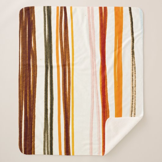 Couverture Sherpa Bandes géométriques, aquarelle orange (Devant)