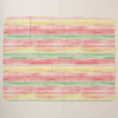 Couverture Sherpa Bandes Jaune Rose Menthe Aloha (Devant (Horizontal))