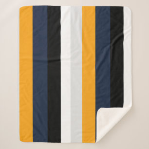 Couverture Sherpa Bandes jaunes, bleues, blanches et noires