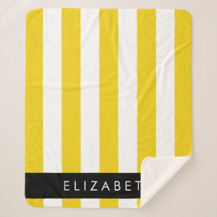 Couverture Sherpa Bandes Jaunes, Motif Gratté, Lignes, Votre Nom