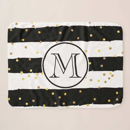 Couverture Sherpa Bandes noires et blanches (Devant (Horizontal))