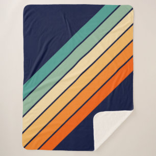 Couverture Sherpa Bandes rétro Colorée les années 70 80s Design