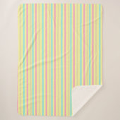 Couverture Sherpa Bandes roses, bleues et marron sur le jaune (Devant)