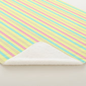 Couverture Sherpa Bandes roses, bleues et marron sur le jaune (3/4)