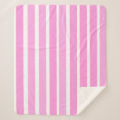 Couverture Sherpa Bandes roses et blanches (Devant)