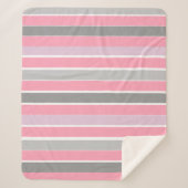 Couverture Sherpa Bandes roses et gris (Devant)