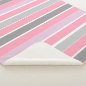Couverture Sherpa Bandes roses et gris (3/4)