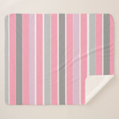 Couverture Sherpa Bandes roses et gris (Devant (Horizontal))