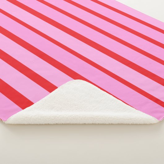 Couverture Sherpa Bandes roses et rouges (3/4)