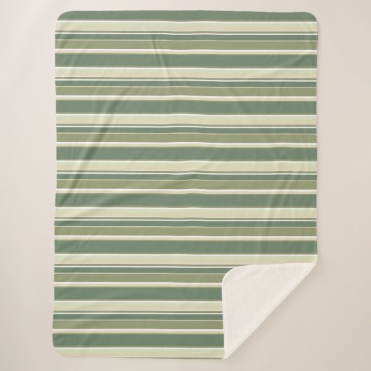 Couverture Sherpa Bandes vert olive (Devant)