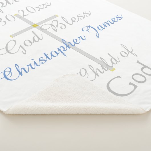 Couverture Sherpa Baptême Cross Boy Blue Star Rattle Medium (3/4)