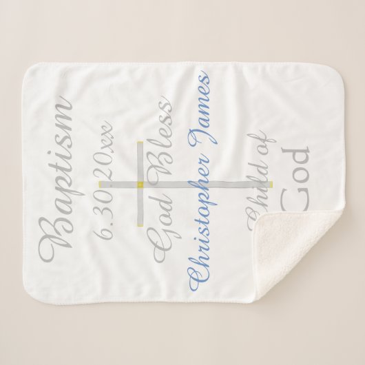 Couverture Sherpa Baptême Cross Boy Blue Star Rattle Medium (Devant (Horizontal))