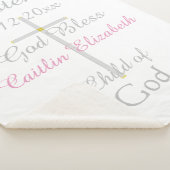 Couverture Sherpa Baptême Cross Girl Rose Rattle Medium (3/4)