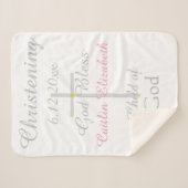 Couverture Sherpa Baptême Cross Girl Rose Rattle Medium (Devant (Horizontal))