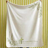 Couverture Sherpa Baptême de bébé personnalisé Gold Cross Floral