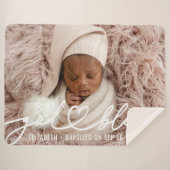 Couverture Sherpa Baptême Simple Élégant Moderne Coeur Bébé Photo (Devant (Horizontal))