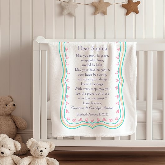 Couverture Sherpa Baptism Gift Prayer Grandparents Blanket Sherpa