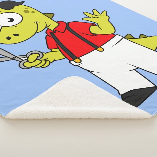 Couverture Sherpa Barbier À Rex Tyrannosaurus Avec Ciseaux. (3/4)