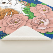 Couverture Sherpa Barne Chouette Fleurs roses Bleu (3/4)