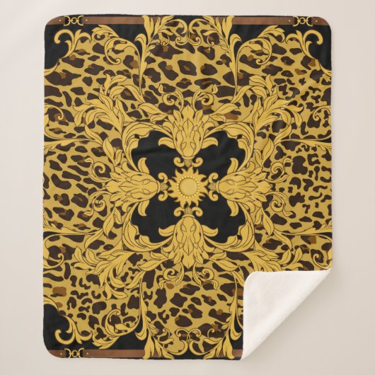 Couverture Sherpa Baroque léopard, Poster de animal orné (Devant)