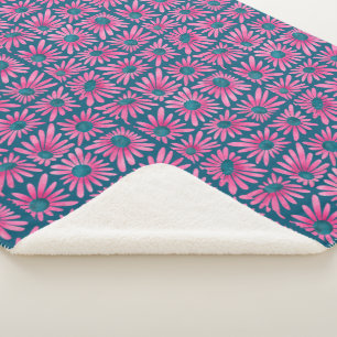 Couverture Sherpa Barrage floral moderne imprimé rose marguerite