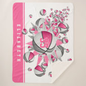 Couverture Sherpa basket gris rose stars filles décor sportif (Devant)