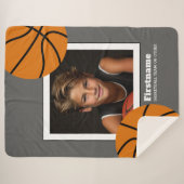 Couverture Sherpa Basketball Photo Ajouter votre nom - Peut modifier (Devant (Horizontal))