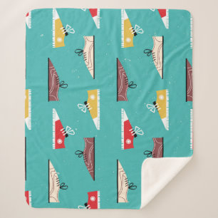 Couverture Sherpa Baskets rétro : motif vintage sans soudure.