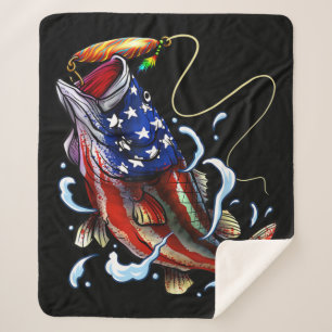 Couverture Sherpa Basse Pêche Poisson Drapeau Américain Pêche Pat